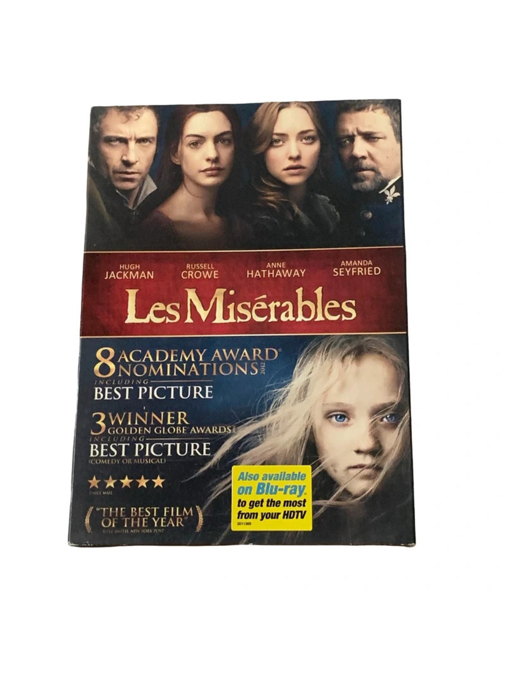 Les Misérables (2012) DVD Musical Drama Slipcover Hugh Jackman Hathaway